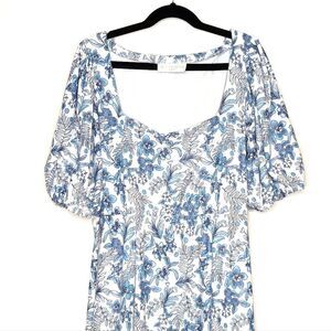 Smith and Quinn They Lucy Dress Blue Floral Garden Midi Antigua Bloom